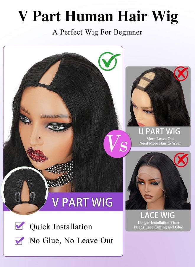 Tahikie V Part Wig Human Hair Body Wave 200% Density Upgrade U Part Wigs With Drawstring No Sew in No Glue Half Wigs Human Hair V Shape Clip In Half Wig For Women Natural Color 18 Inch - Image 4